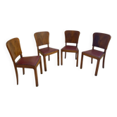 Set of 4 Art Deco Walnut Dining Chairs, Italy, 1930s–1940s.