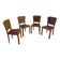Set of 4 Art Deco dining chairs in walnut, Italy, 1930s-1940s.