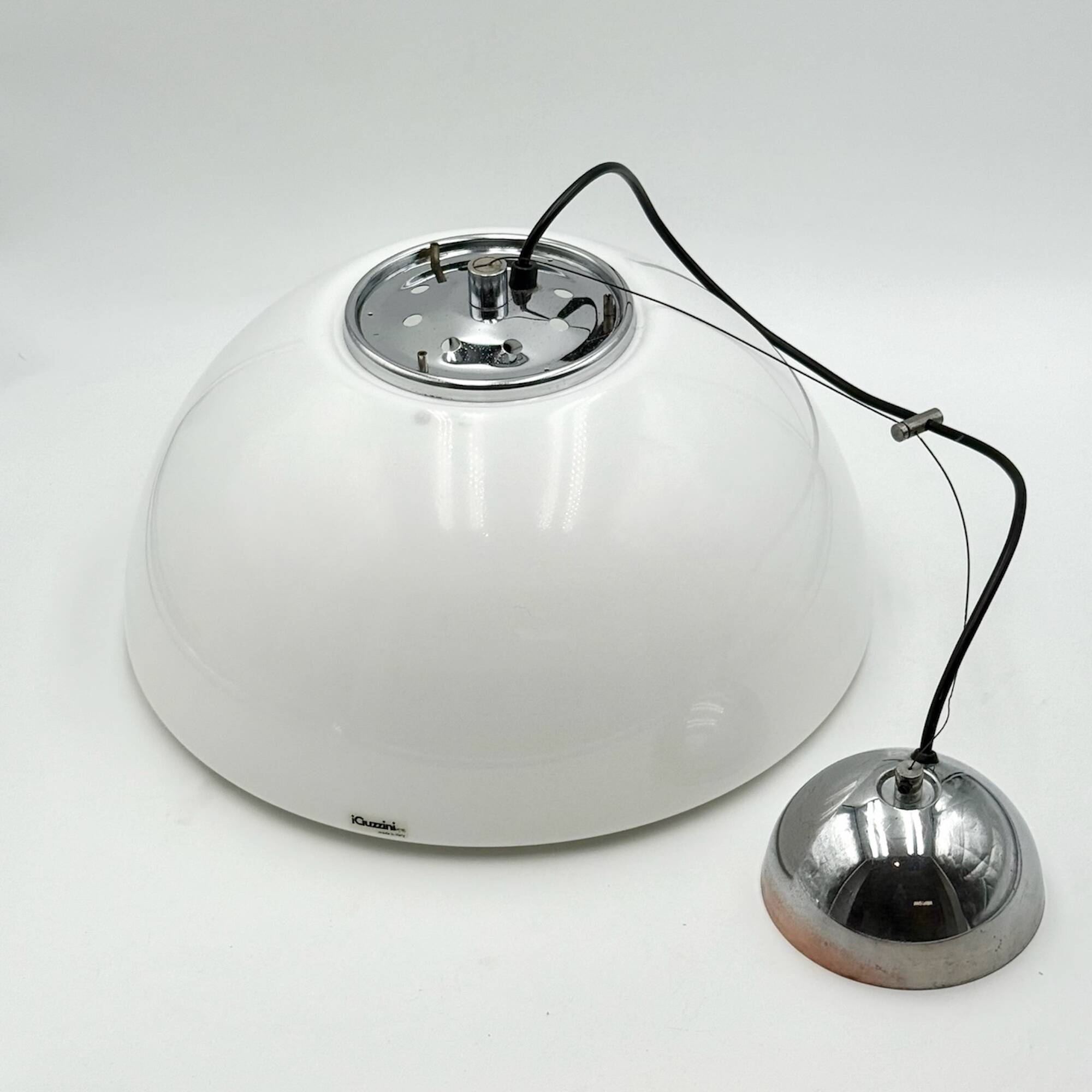 Vintage iGuzzini Hanging Lamp in White Acrylic Model 3072, 1970s