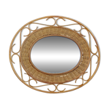 70s oval rattan mirror