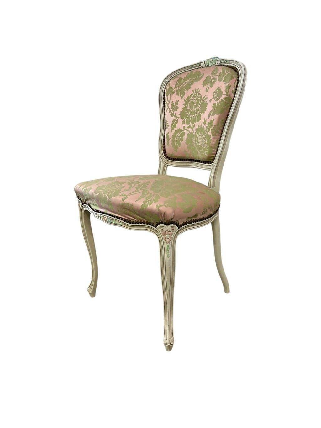 Chaise baroque vintage avec accent rose/vert