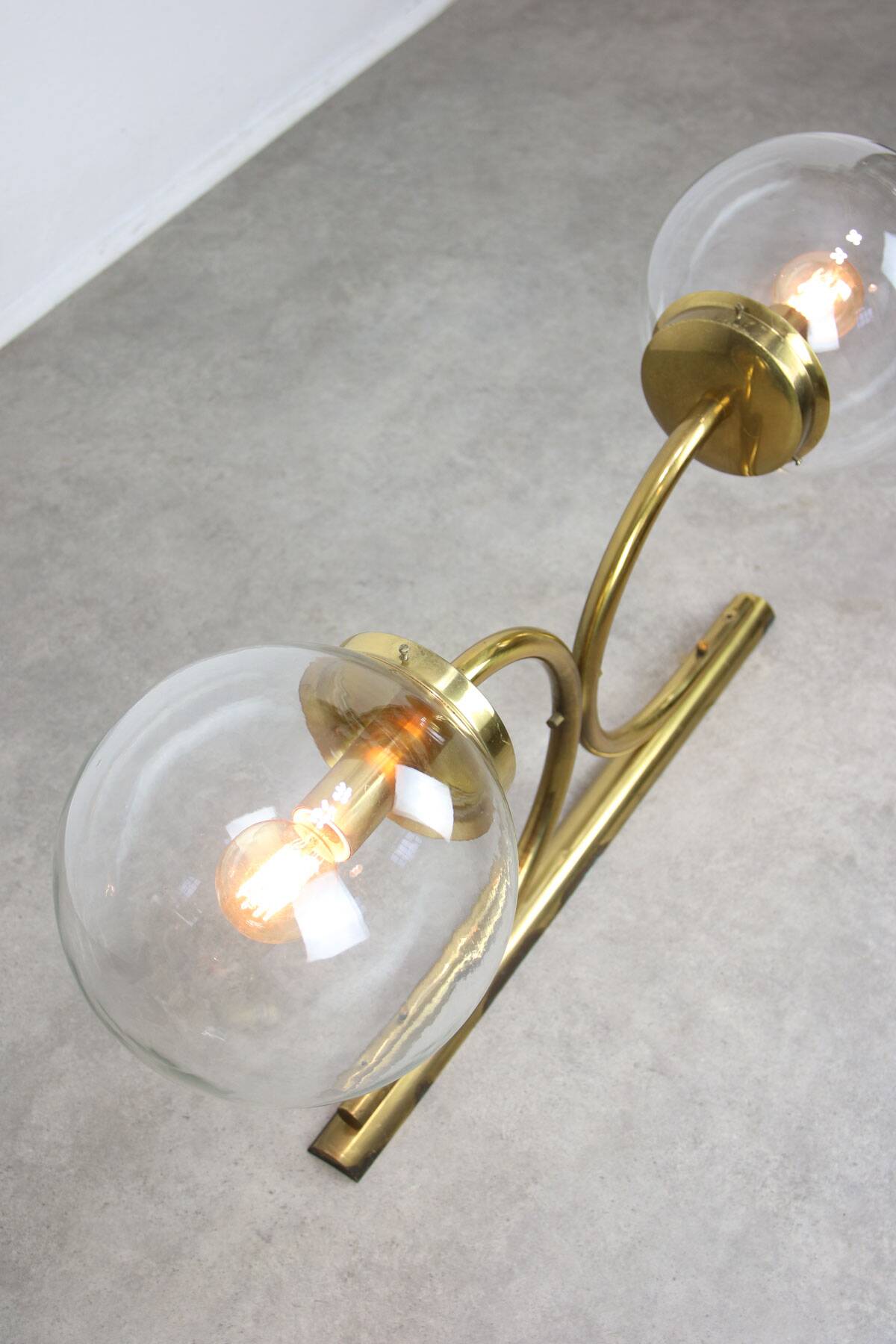Large Italian Mid-century Brass Wall or Ceiling Lamp, 60s