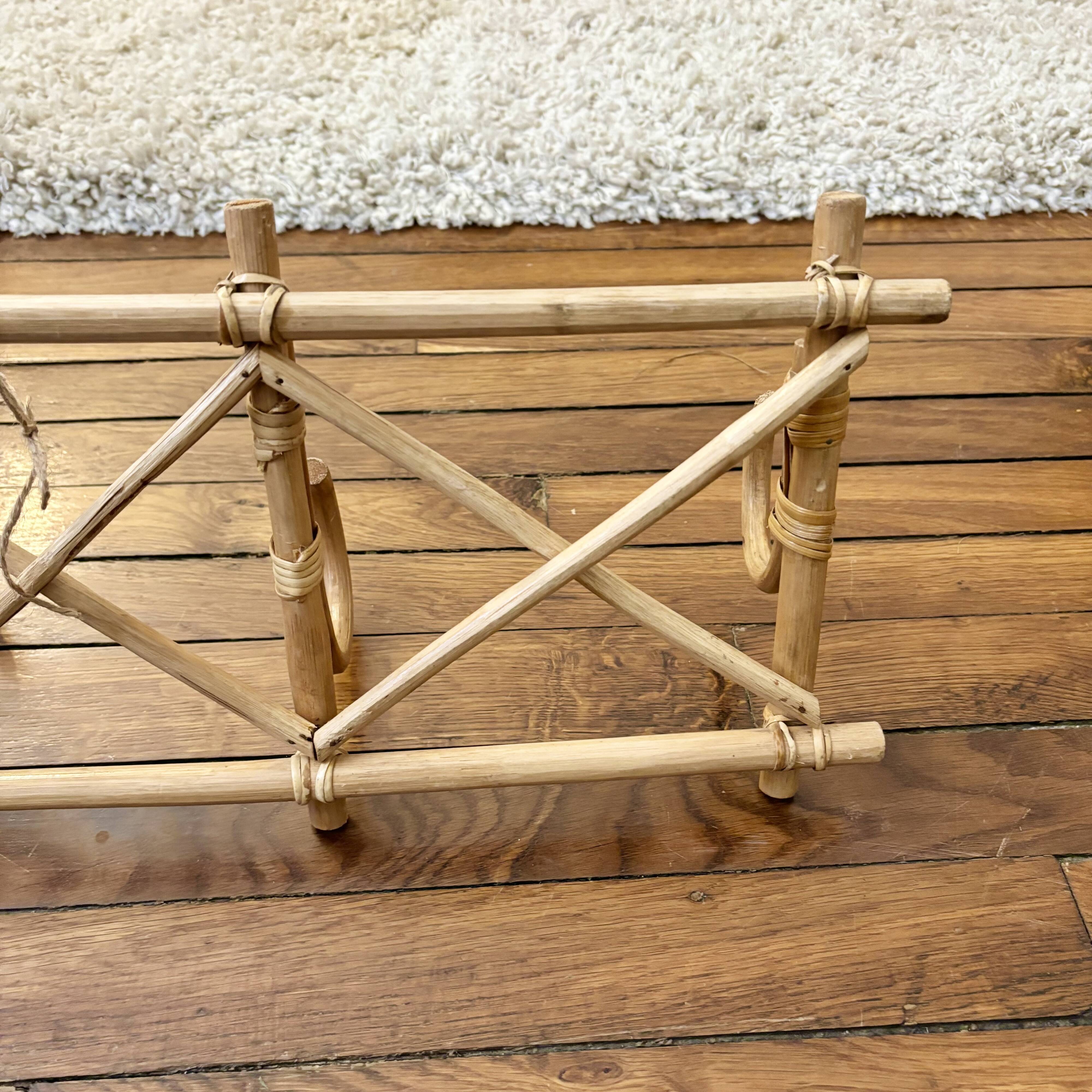 Vintage rattan wall coat rack