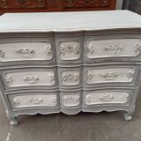 Old patinated curved chest of drawers with 3 drawers