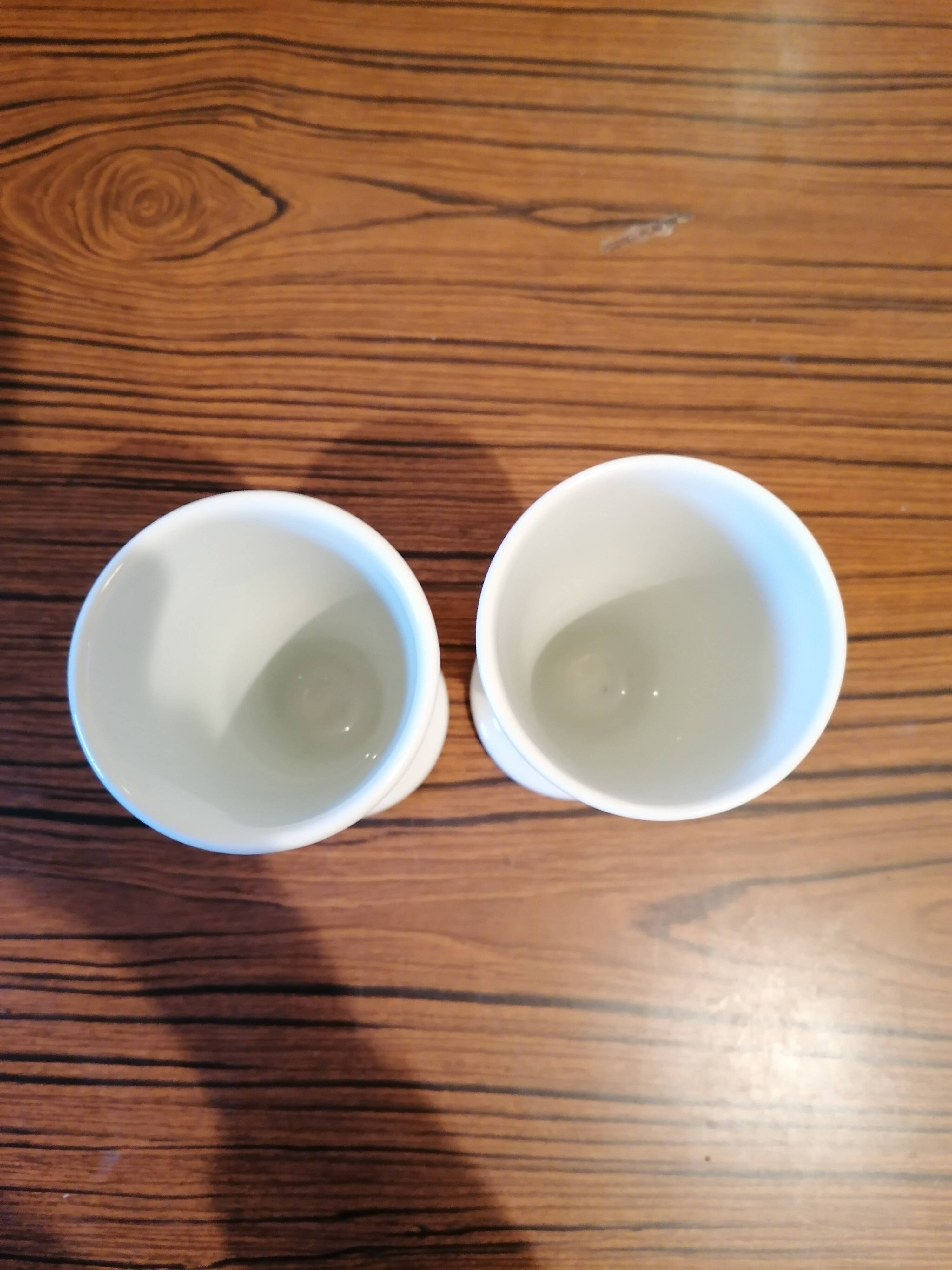 2 porcelain mazagrans decorated with feathers