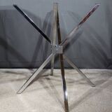 Small Mikado Table in Glass and Chromed Metal – 1970s