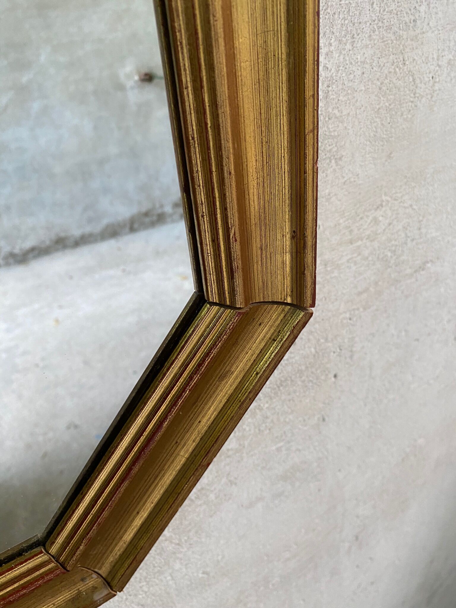 Octagonal Wall Mirror with Vintage Molded Gilded Wood Frame