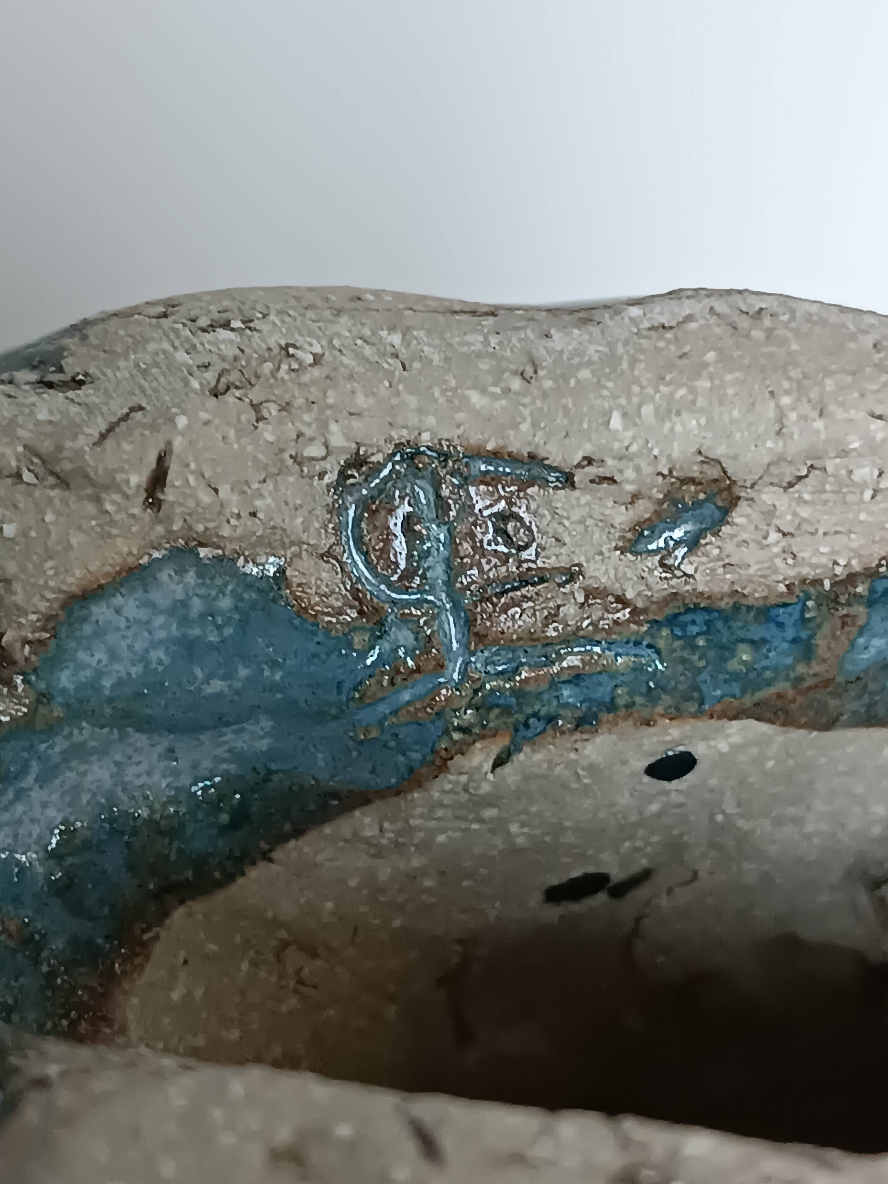 Vintage woman sculpture in glazed stoneware, signed.