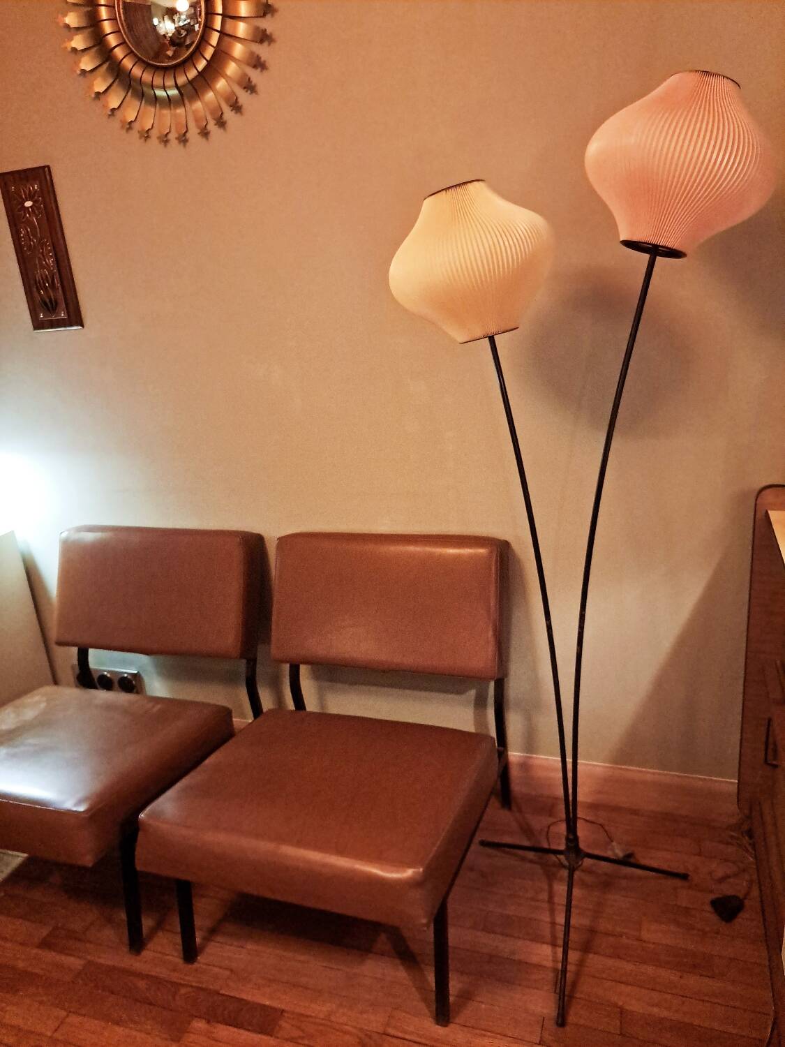 Trio of modular dlg P.Guariche armchairs 1960's