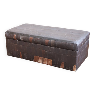 Banc coffre en patchwork de cuir vintage