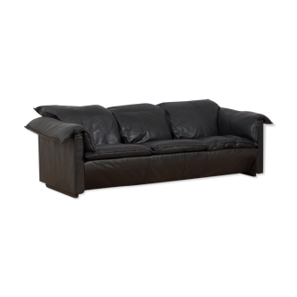 N.Elersen black aniline leather sofa from the 80