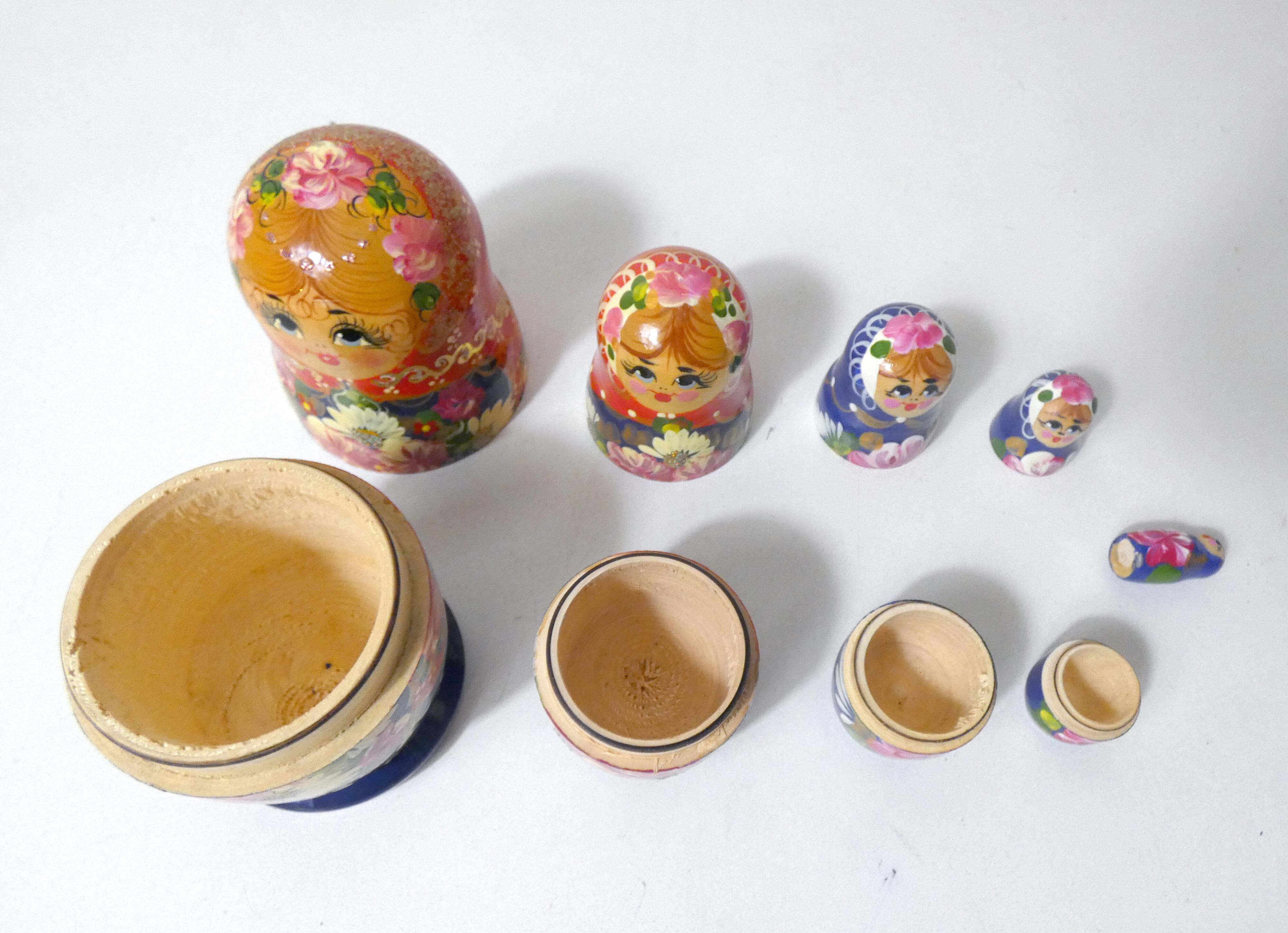 Vintage Russian Dolls Folk Art Matryoshka Complete