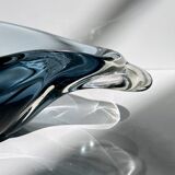 Vide-poche italien Murano années 1970 gris bleu