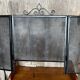 Fireplace screen black metal perforated sheet 3 vintage leaves