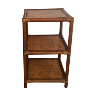 3-tier rattan and bamboo shelf from the 70s vintage