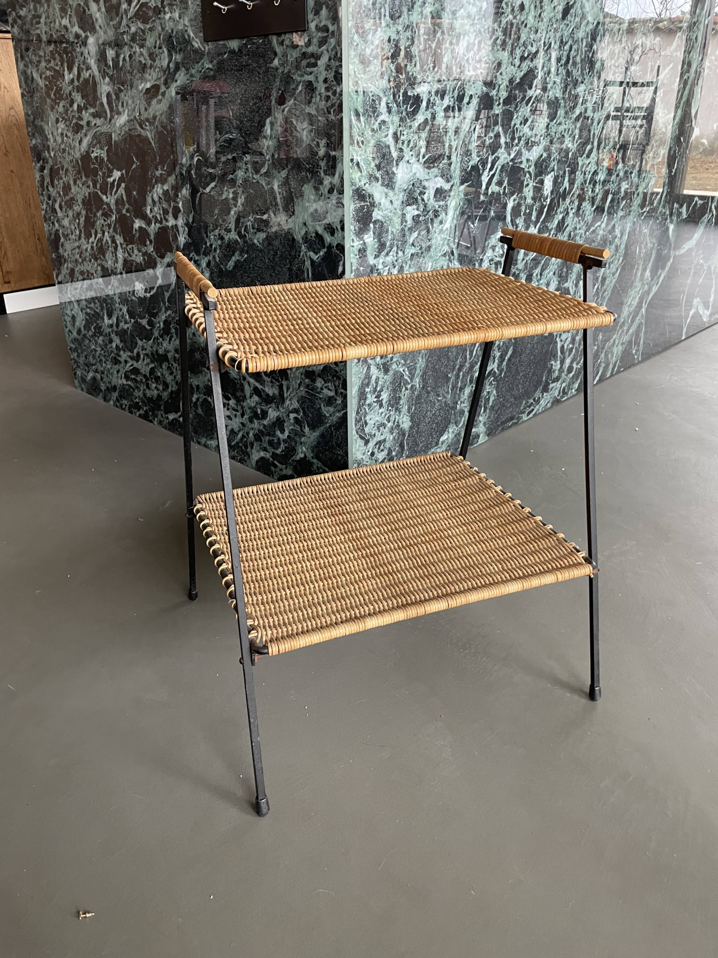 Raoul Guys metal wicker serving trolley