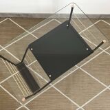Roche Bobois metal and glass coffee table with magazine rack from the 50s