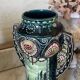 Pair of Art Nouveau slipware vases, hand-painted decoration.