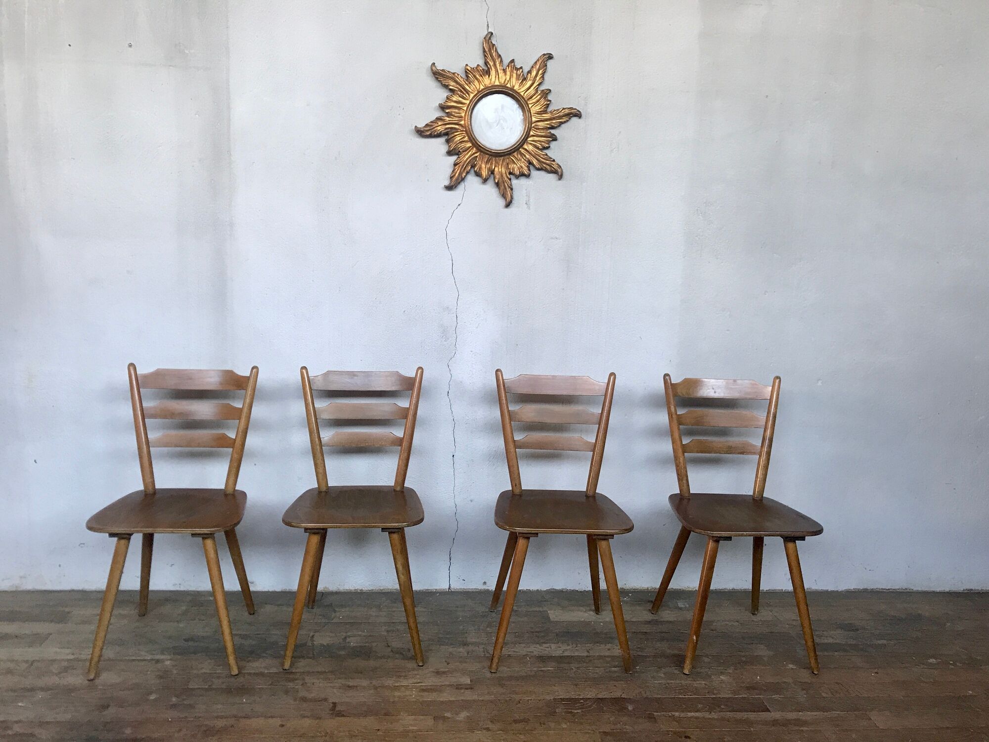 Series of 20 Scandinavian chairs or vintage wooden bistro
