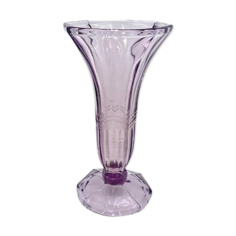 Vase art déco violet Huta Zawiercie Pologne années 1960