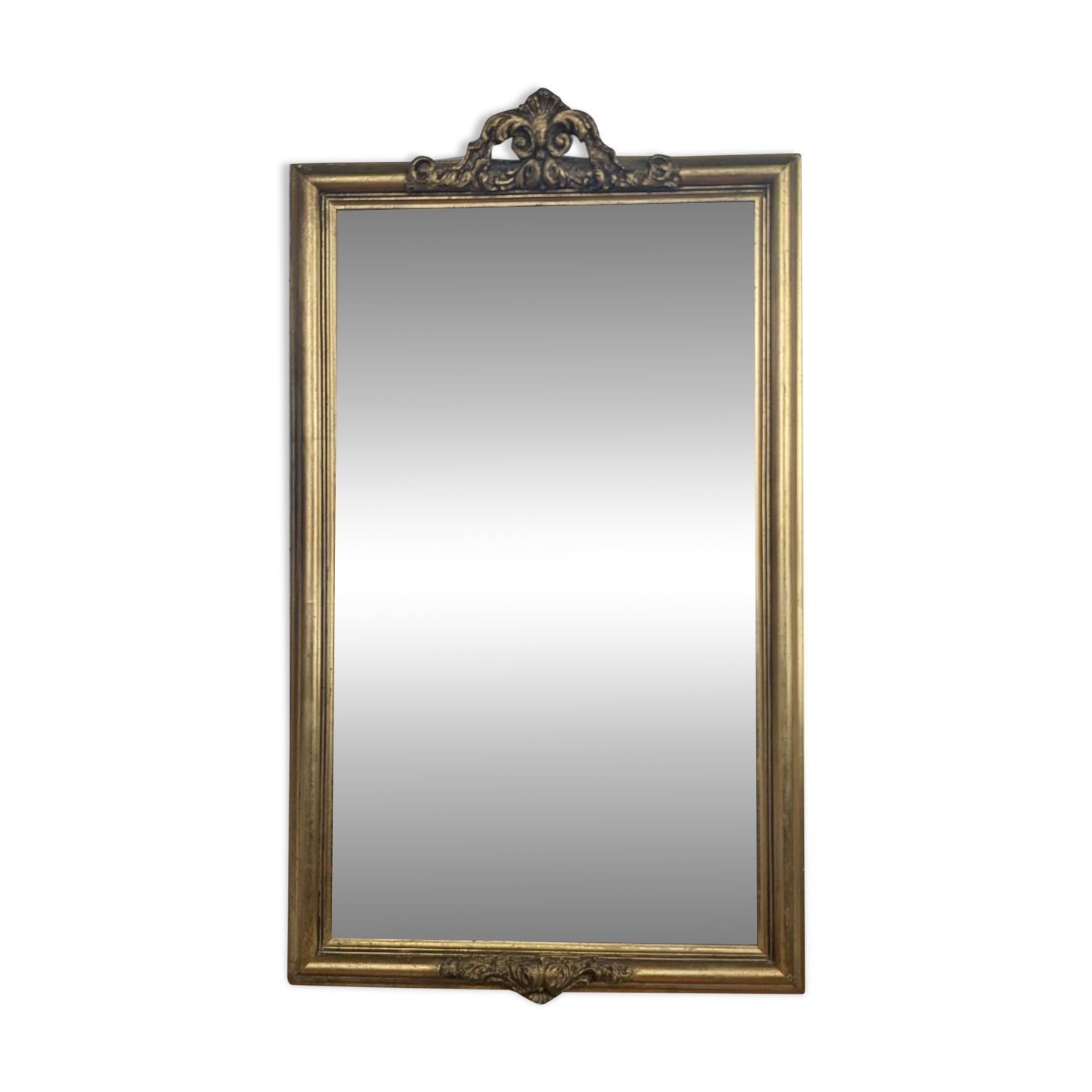 Golden Wall Mirror 57x33 Rococo Style, Louis XV in Wood and Stucco Vintage 50s