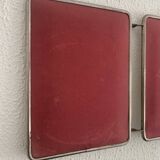 Vintage 1960s raspberry barber triptych mirror - 24 x 58 cm