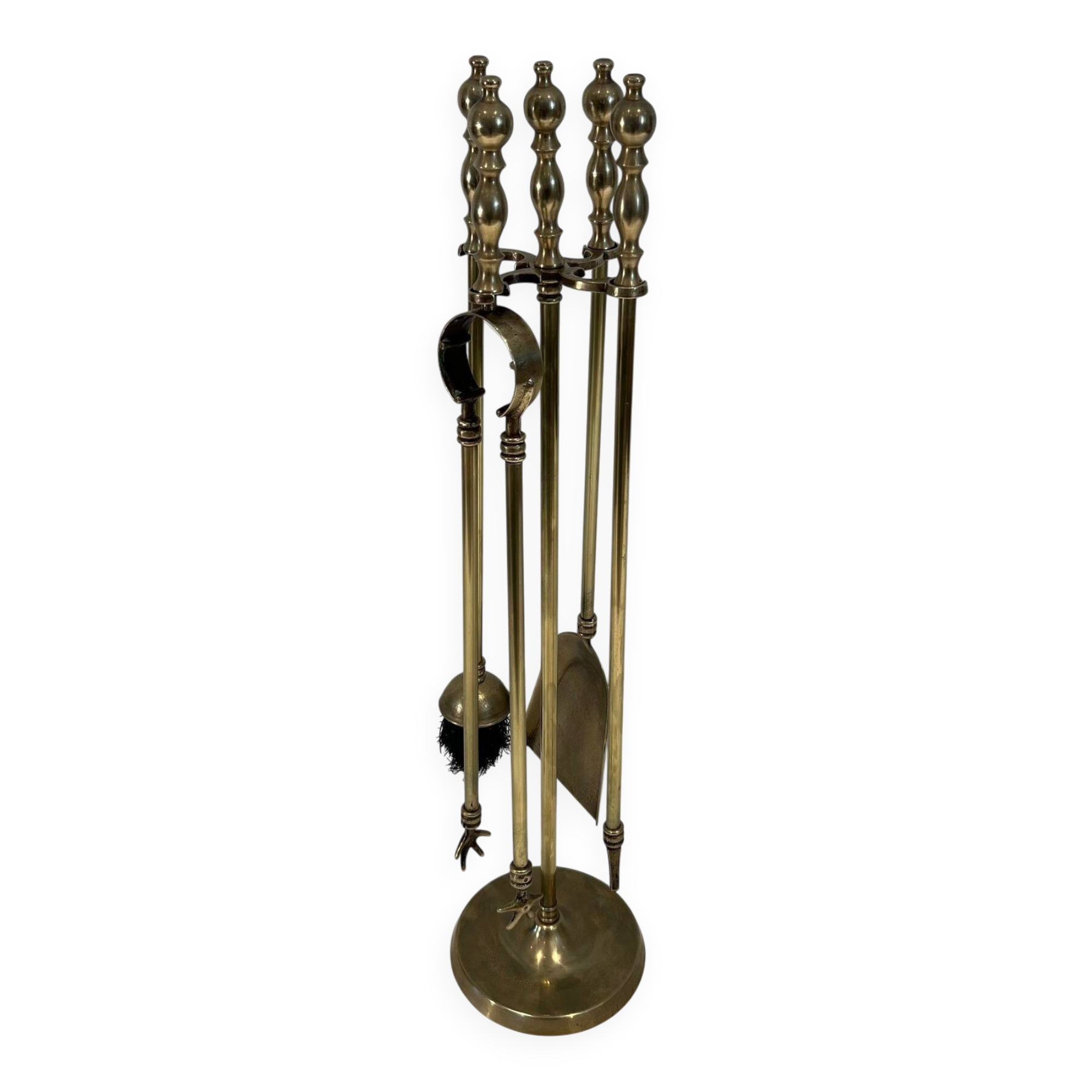 Neoclassical Fire Necessity in Brass with Ball Finials Empi