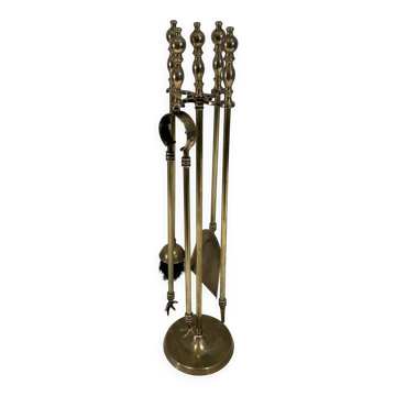 Neoclassical Fire Necessity in Brass with Ball Finials Empi