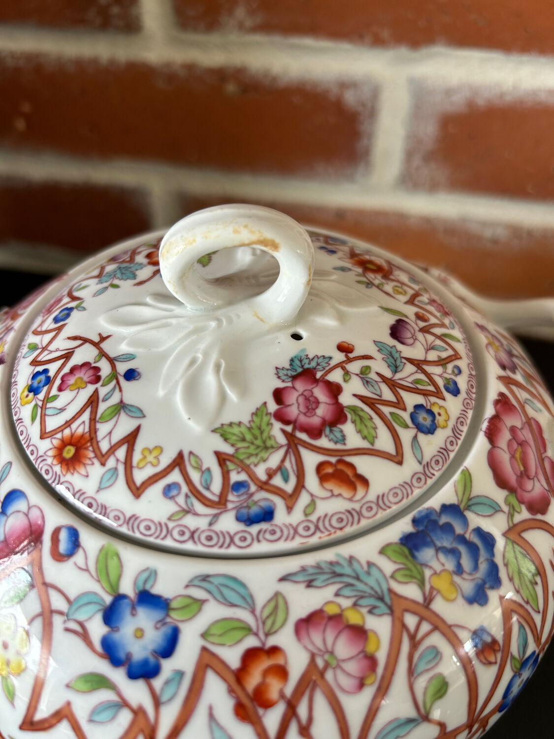 Polychrome sugar bowl Creil and Montereau