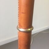 Leather and brass floor lamp