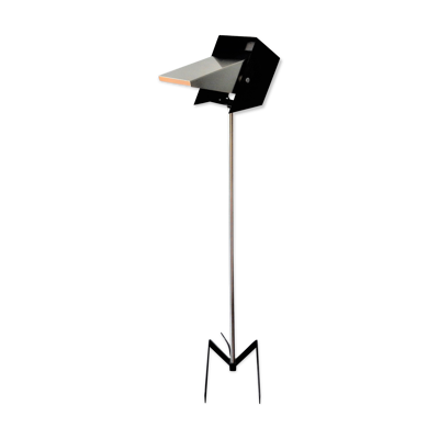 Lampe de sol réglable en noir et métal rare pour Lyfa, années 1960