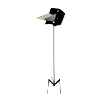 Lampe de sol réglable en noir et métal rare pour Lyfa, années 1960