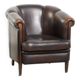 Fauteuil club en peau de mouton noir au design unique de style anglais