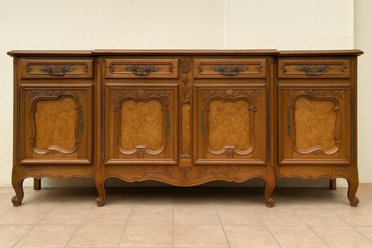 Grand buffet in a row, antique carved wooden – Louis XV style