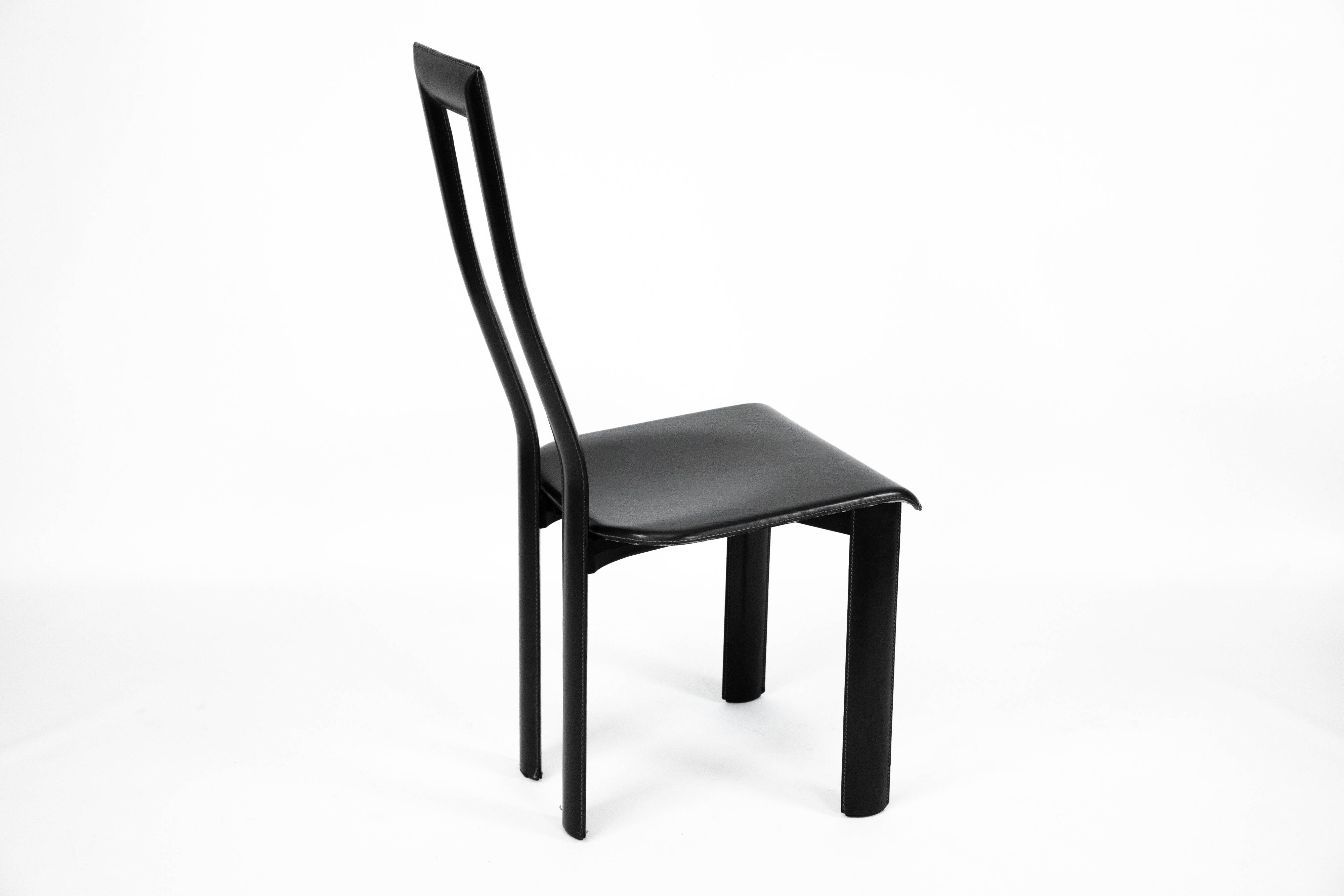 Postmodern Set of ten leather dining chairs by Antonello Mosca for Ycami. I