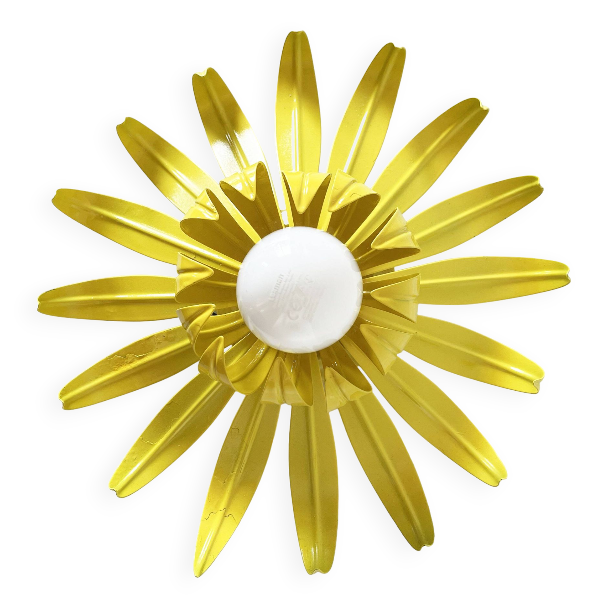 Vintage yellow metal flower wall light