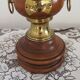 Turned wooden floor lamp with label and golden handles 1852