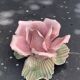 Pink candle holder in slip, old biscuit
