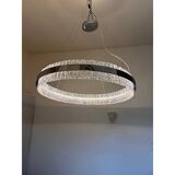 Murano Glass Pendant Chandelier Hammered Clear Glass in Polish Kromo Ring W