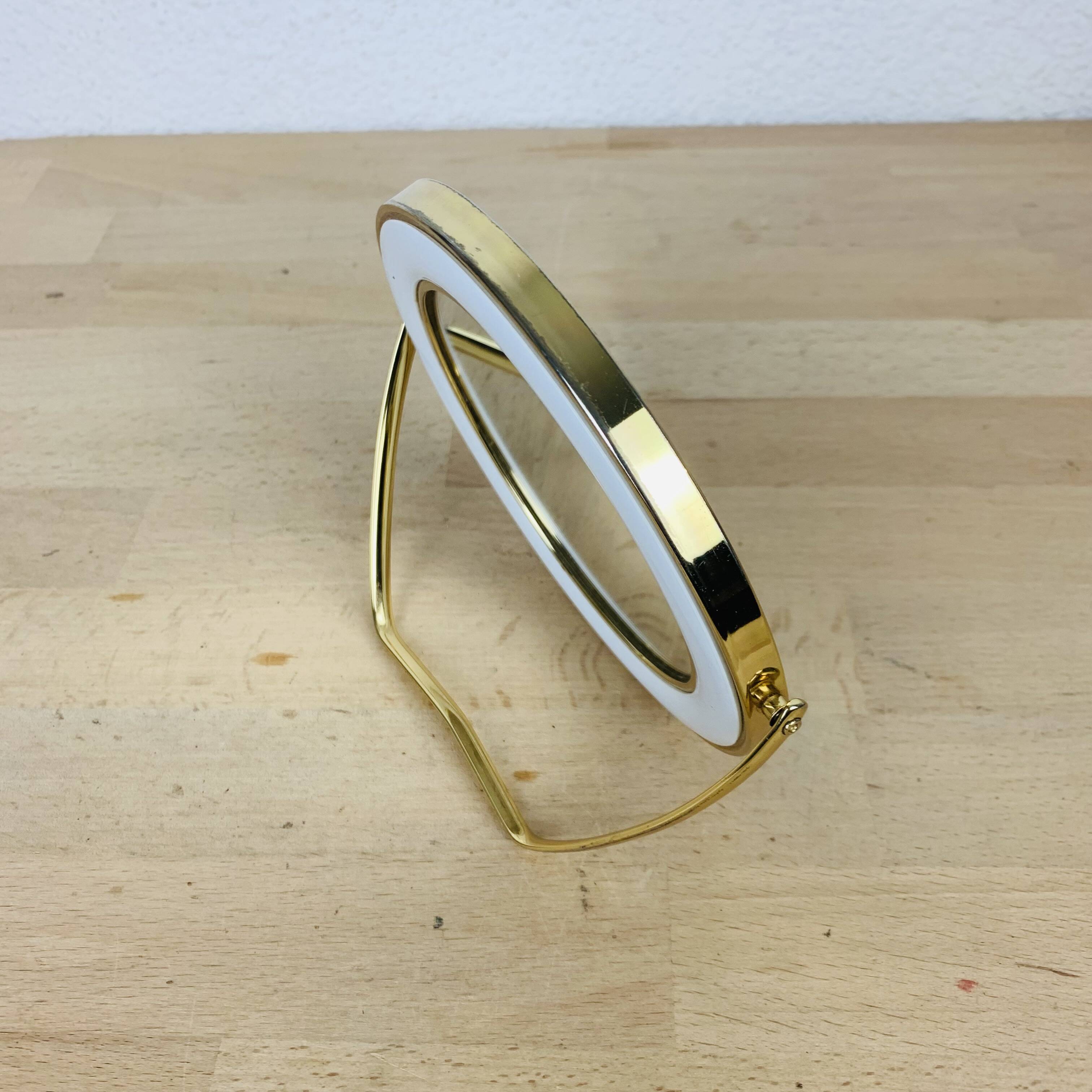 Barber mirror to stand in gold metal 14 cm