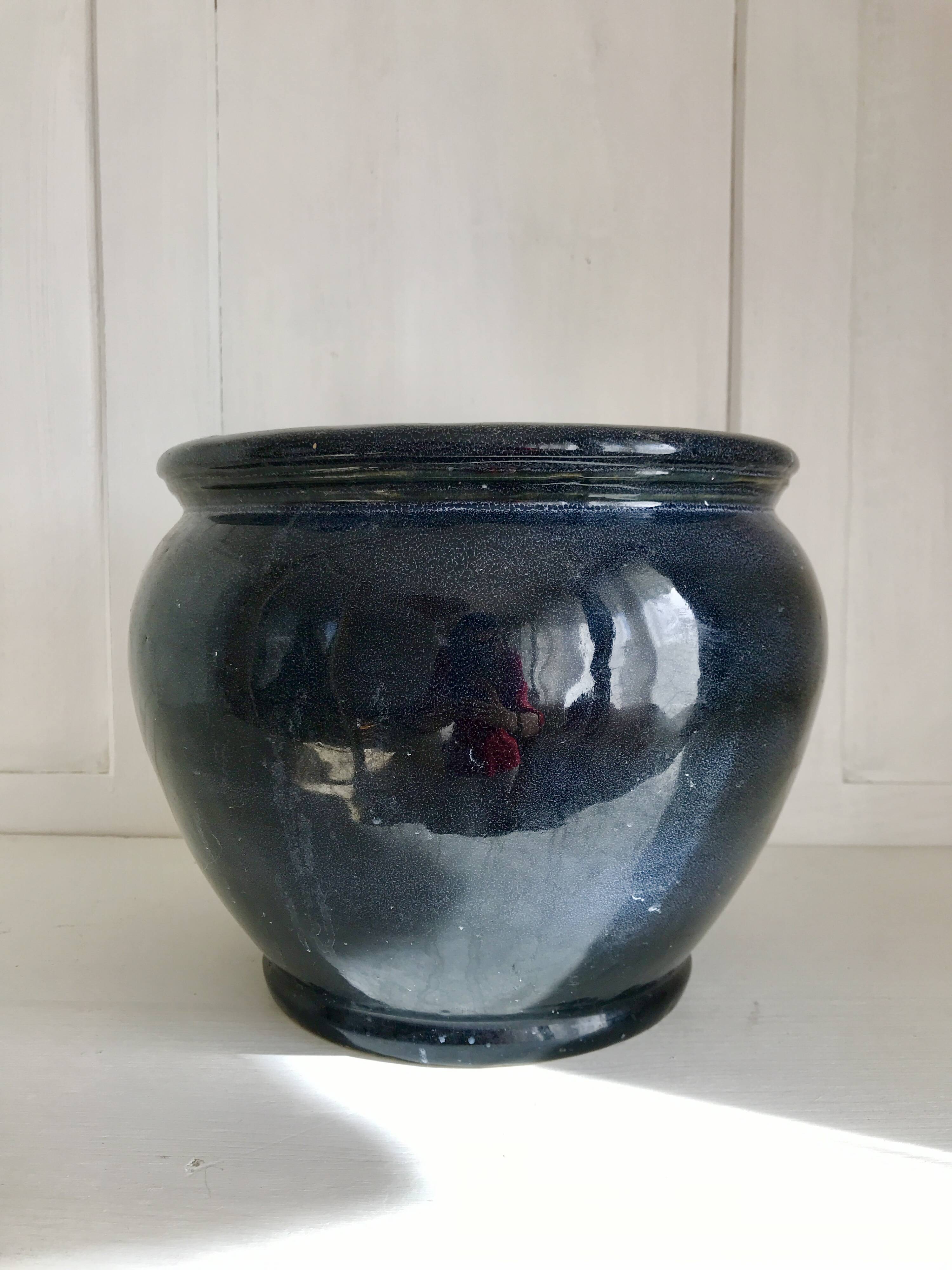 Cache-pot en céramique bleu nuit