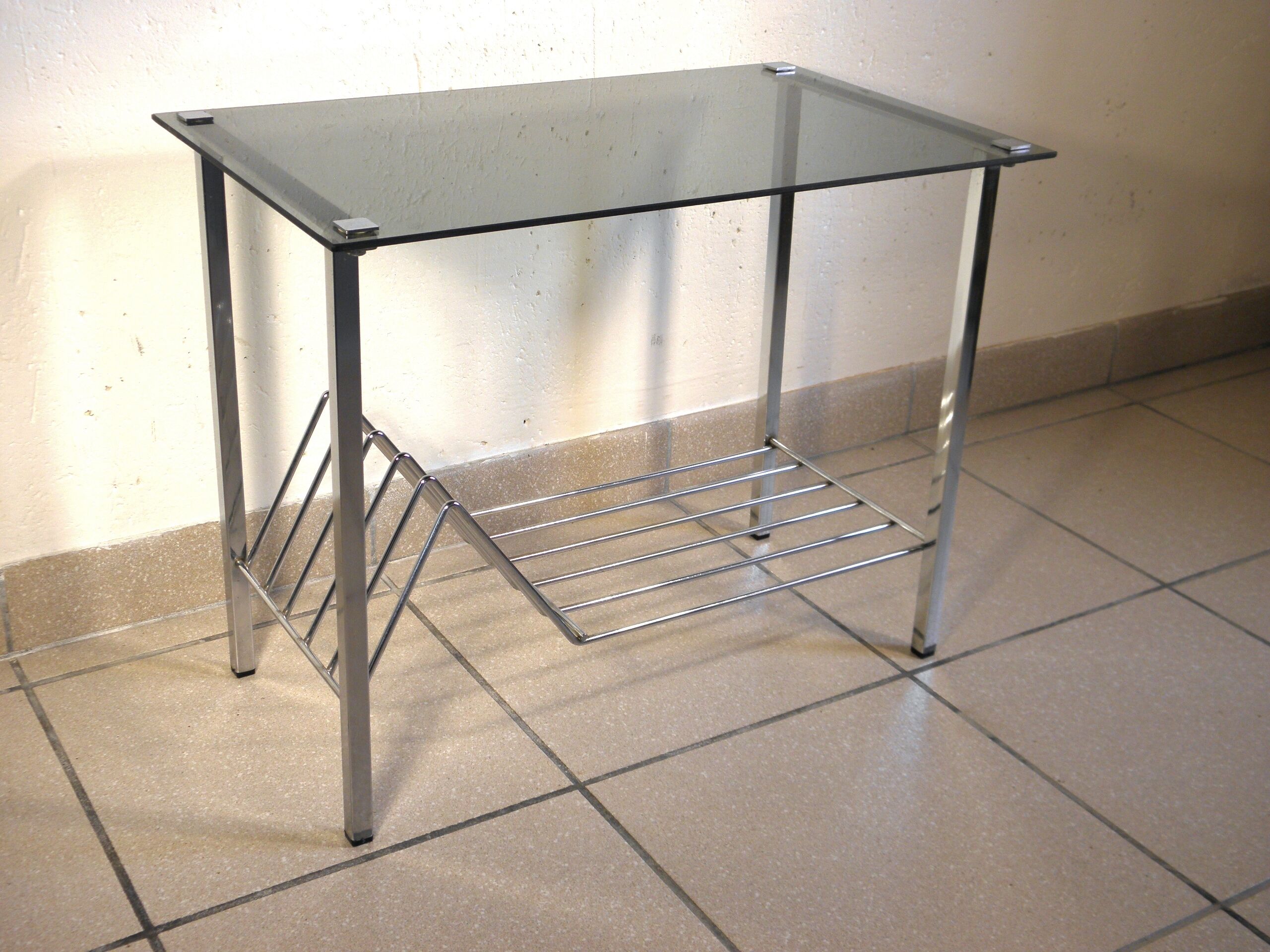 Glass and chrome coffee table 1970