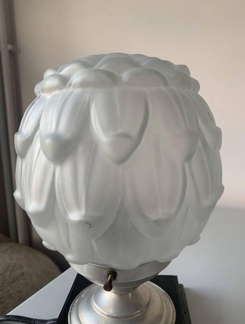 Old art deco molded glass table lamp