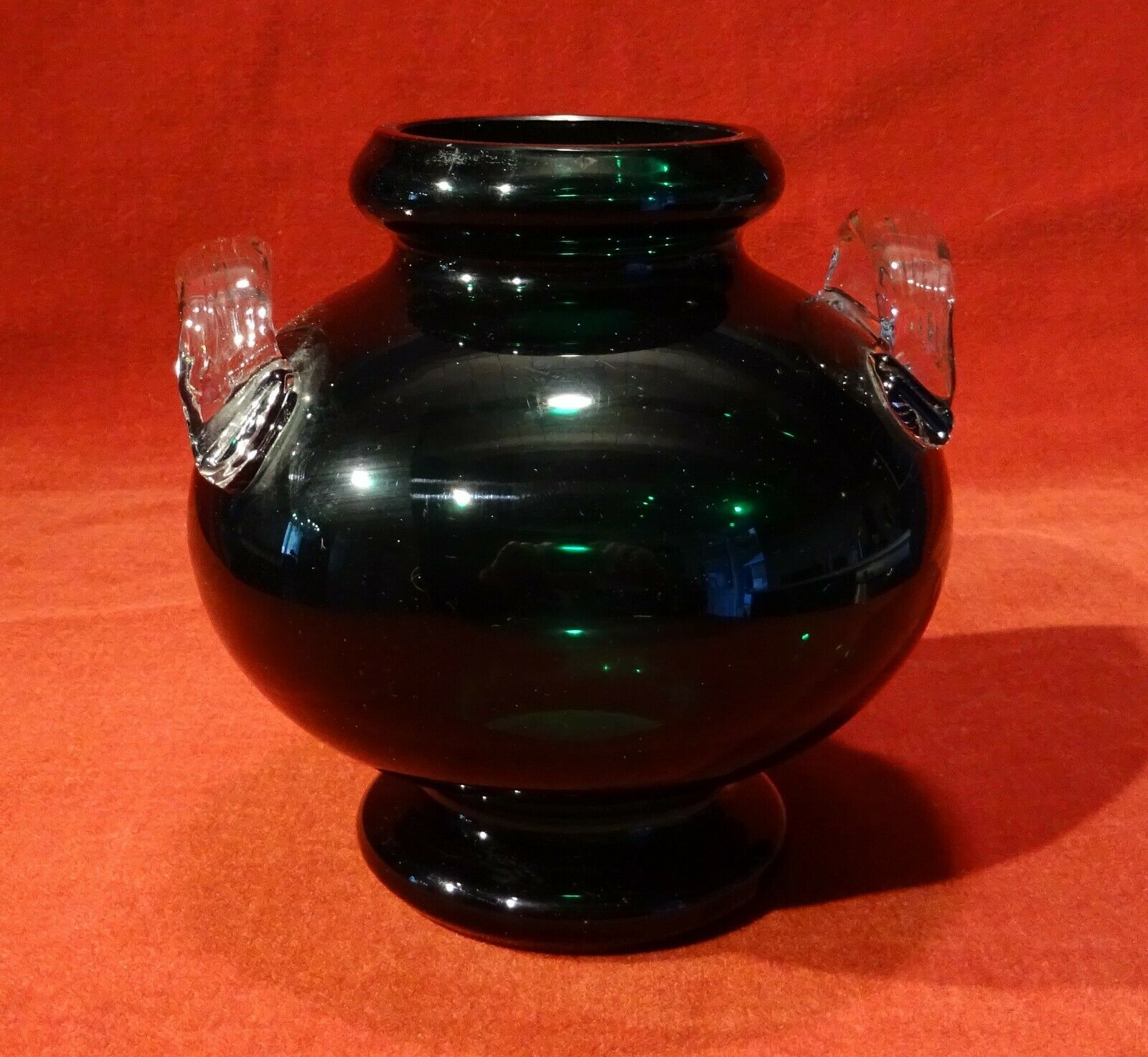 Vintage green glass vase 70's 80's