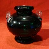 Vase en verre vert vintage 70's 80's
