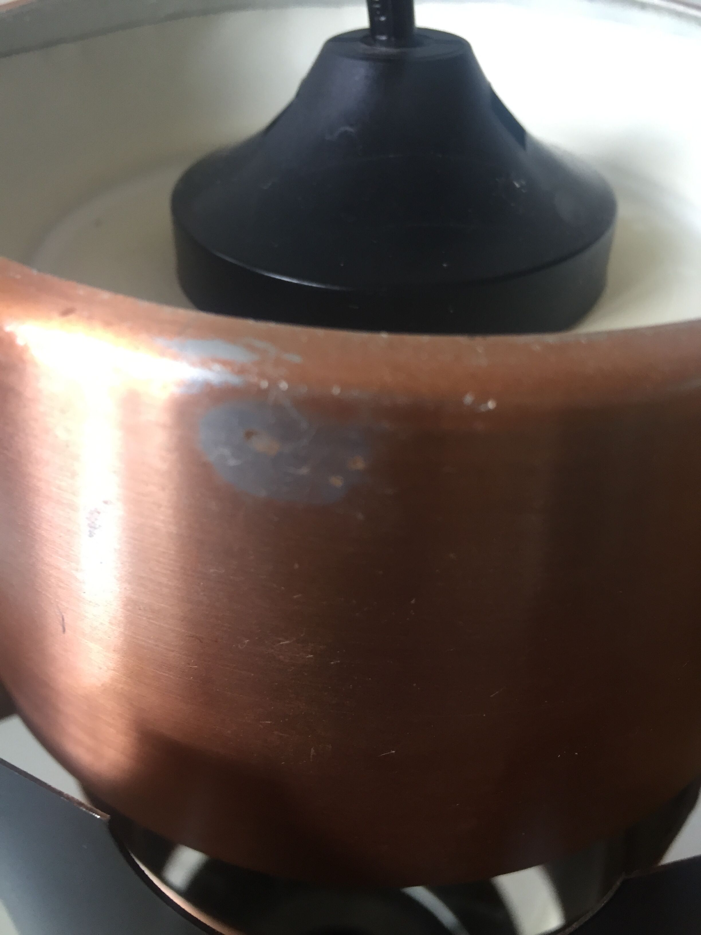 Danish ceiling pendant 1960's in black & copper metal Jo Hammerborg