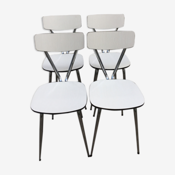 Lot 4 white formica tublac chairs