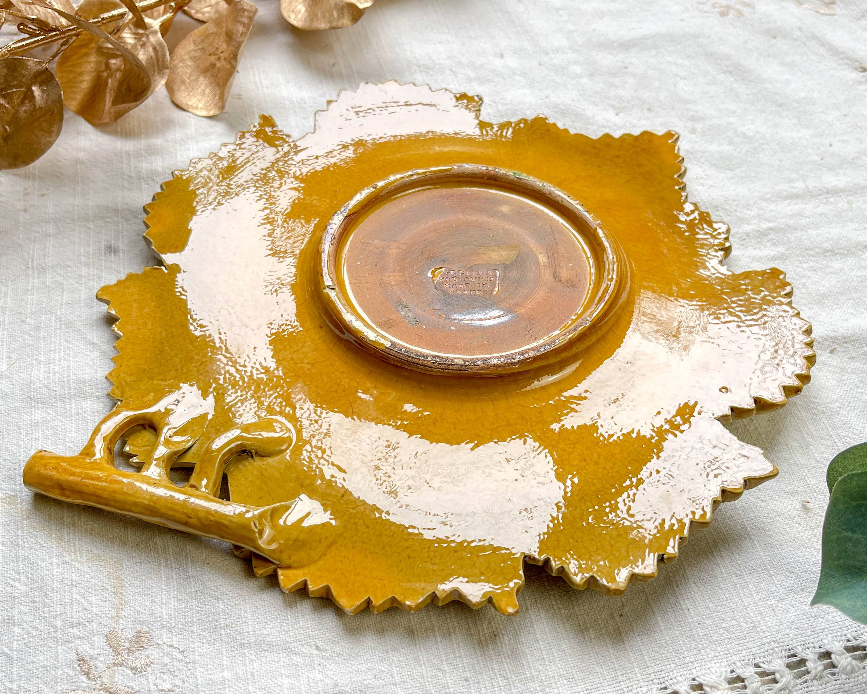 Vintage ochre earthenware dish AEGITNA Vallauris 1950/60
