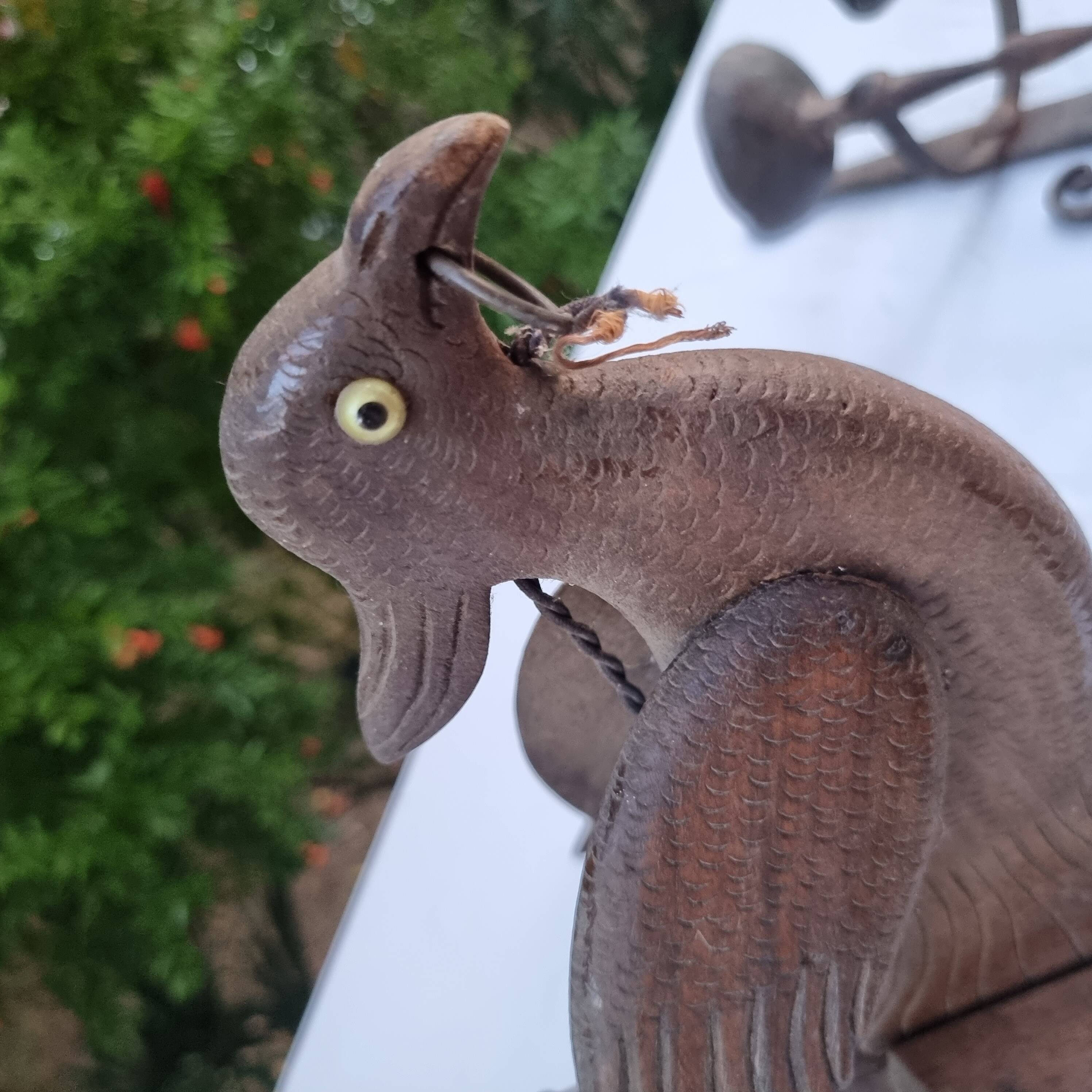 Antique lamp or candlestick, hand-carved, turned wood, Renaissance style