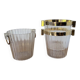 3 seaux à champagne en plexiglas transparent et doré, 1970